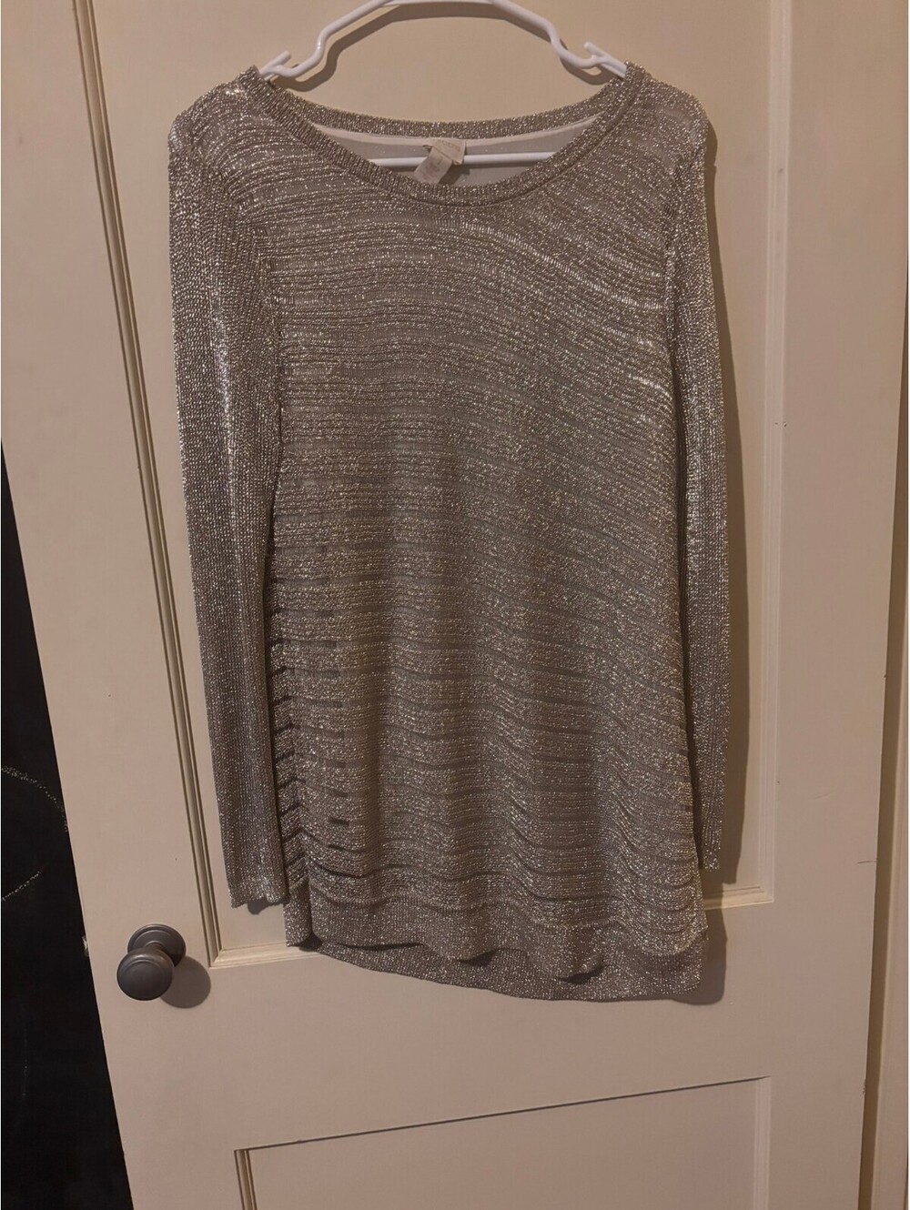 Chico's metallic knit long sleeve top Medium